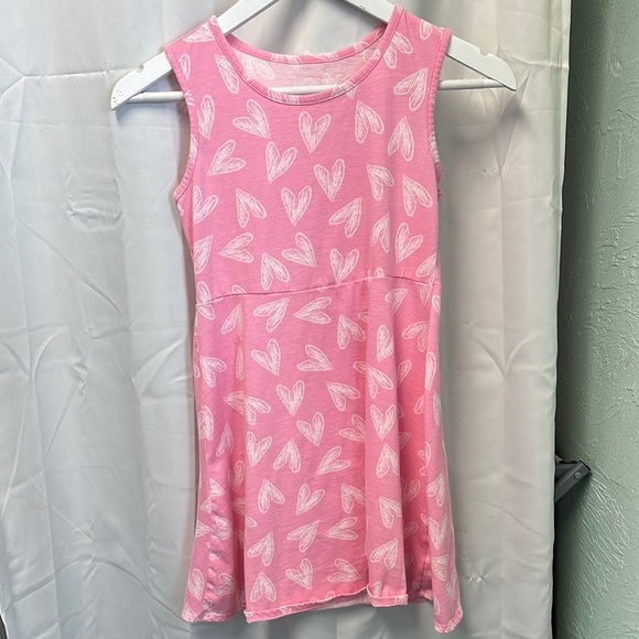 wonder nation Other - Pink and White Heart Pattern Sleeveless Skater Dress